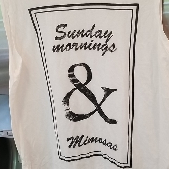 💕MICHAEL STARS💕 Sunday Morning & Mimosas Muscle Tank White One Size - Picture 4 of 9